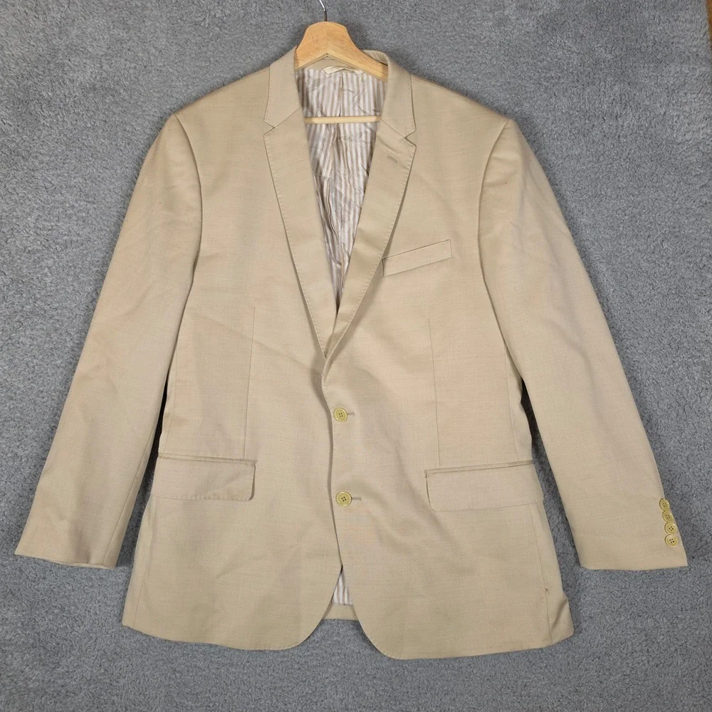 The Black Tux Blazer Mens 46R Tan Tollegno 1900 Italian Wool Suit Jacket